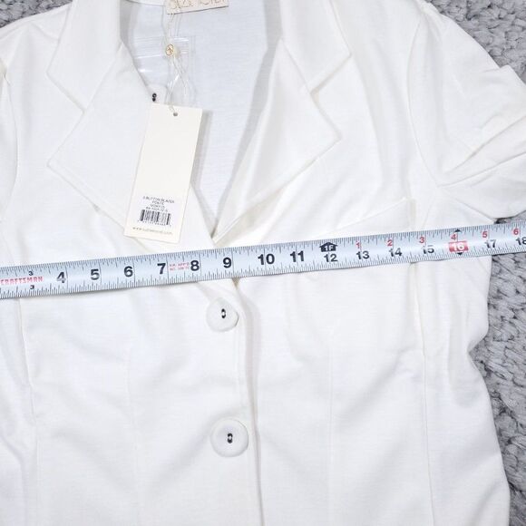 Suzie Kondi 3 Button Ivory Ponte Blazer Jacket Size Small Off White Cream - Picture 7 of 8
